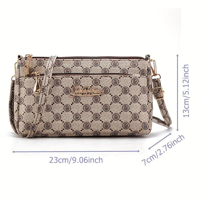Vintage Pattern Crossbody Wallet PU Leather Textured Bag