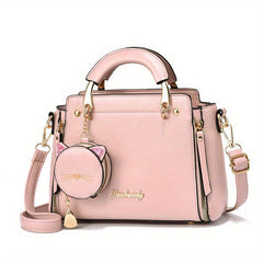 Cartoon Cat Pendant Handbag Crossbody Bag with Coin Purse