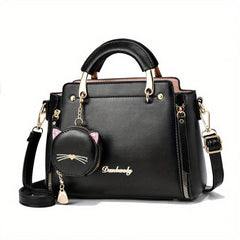 Cartoon Cat Pendant Handbag Crossbody Bag with Coin Purse