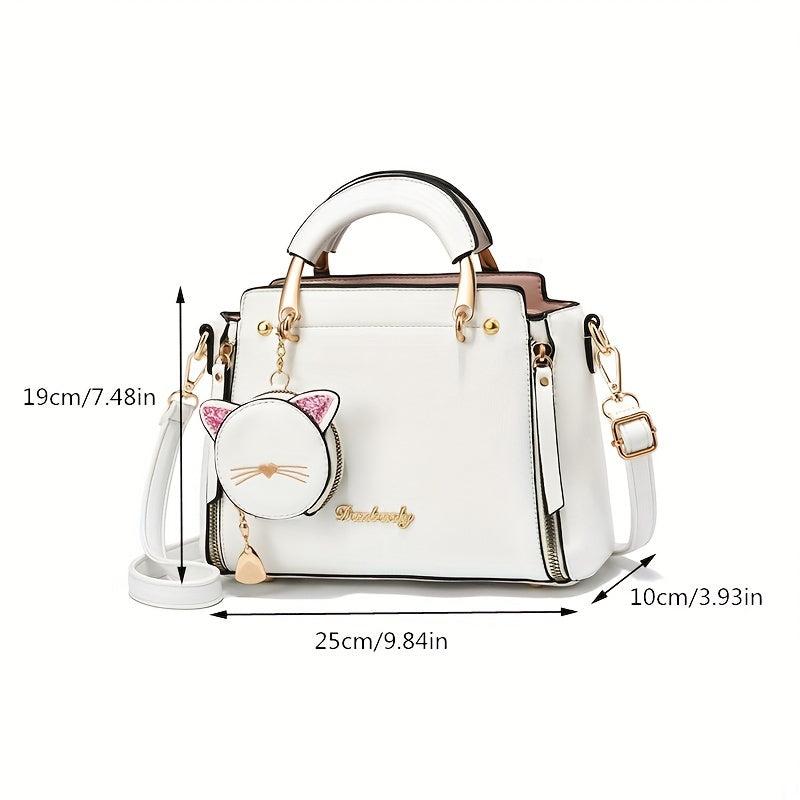 Cartoon Cat Pendant Handbag Crossbody Bag with Coin Purse