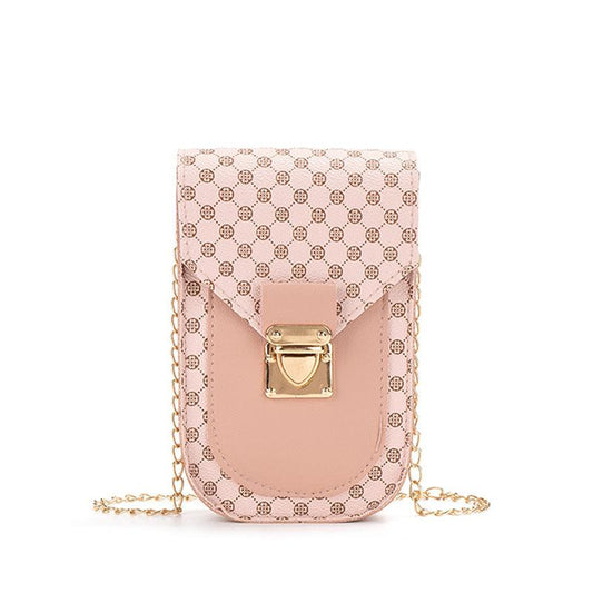 Geometric Pattern Phone Bag Women's Flap Chain Shoulder Bag
