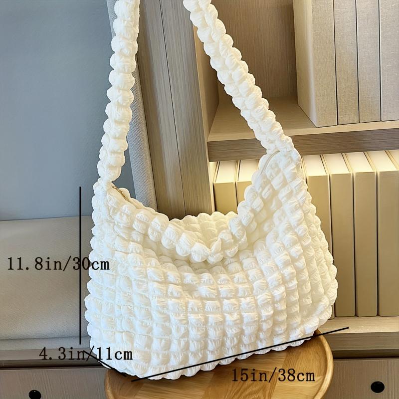Ruched Shoulder Bag Large HandBag Zipper School Bag
