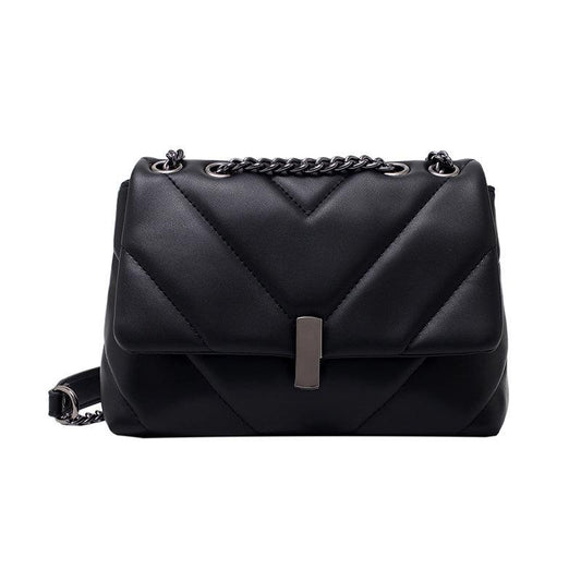 Chevron Flap Square Bag Chain Shoulder Purse Crossbody Bag With Turn Lock