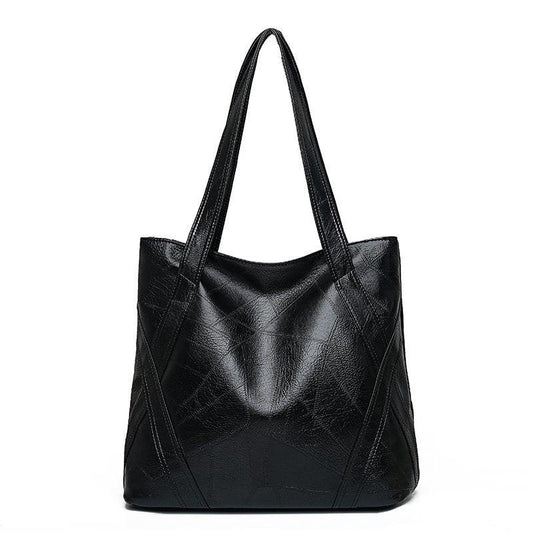 Vintage Faux Leather Shoulder Bag Women's Handbag Zipper Closure
