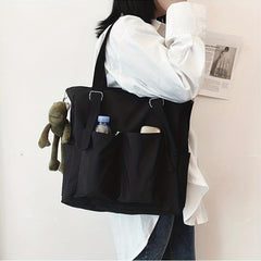 Casual Solid Tote Bag Crossbody Bag Large Capacity Handbag