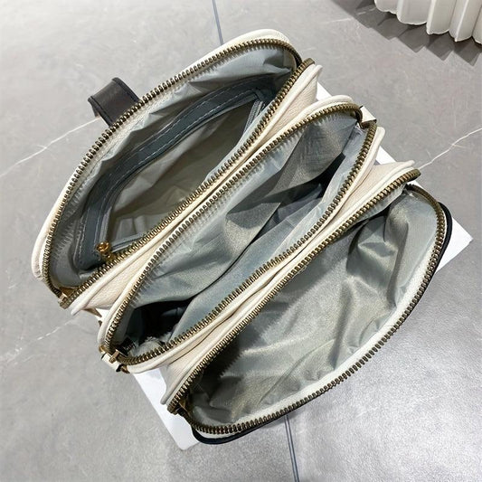 Buckle Decor Crossbody Bag Women's Zipper Clutch Purse Small Shoulder Bag