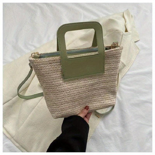 Straw Woven Crossbody Bag Boho Style Beach Bag