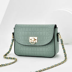Crocodile Embossed Square Bag with Chain Strap for Work
