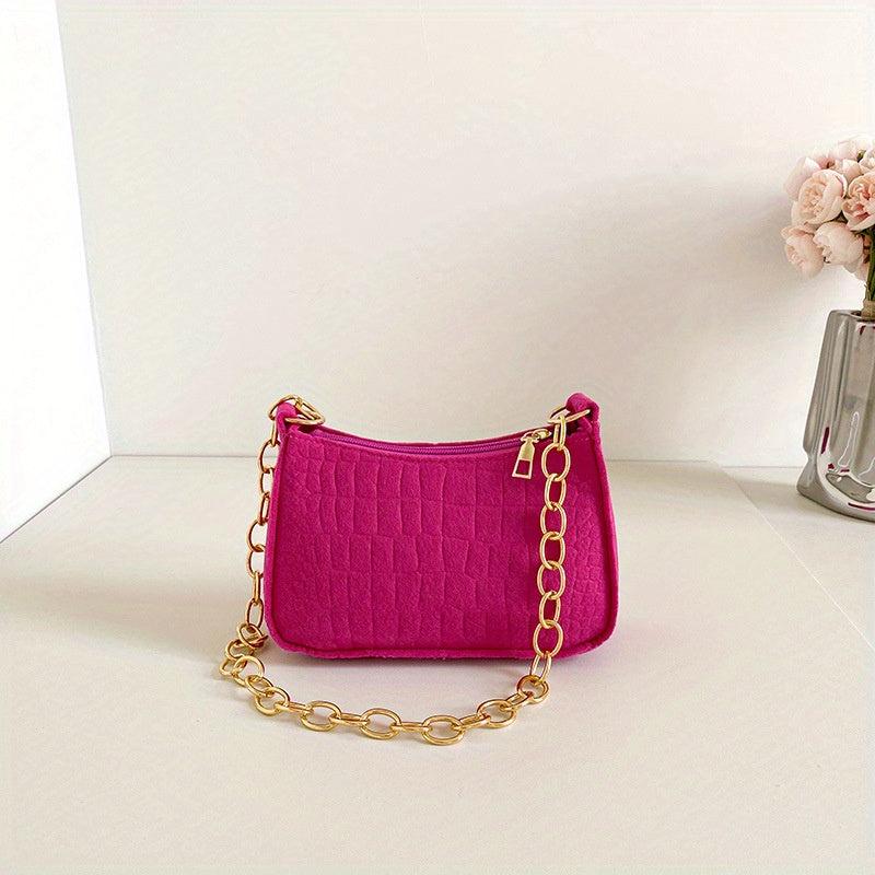 Crocodile Pattern Felt Shoulder Bag Women's Handbag