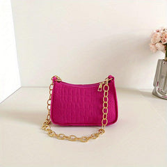 Crocodile Pattern Felt Shoulder Bag Women's Handbag