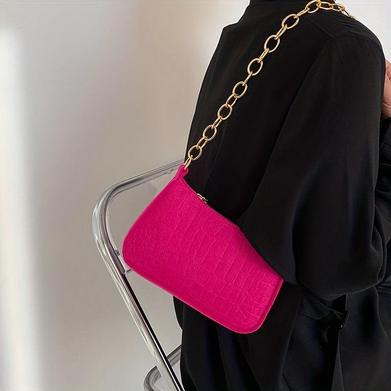 Crocodile Pattern Felt Shoulder Bag Women's Handbag
