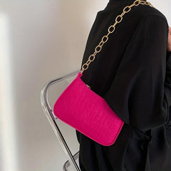 Crocodile Pattern Felt Shoulder Bag Women's Handbag
