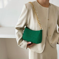 Crocodile Pattern Felt Shoulder Bag Women's Handbag