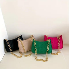 Crocodile Pattern Felt Shoulder Bag Women's Handbag