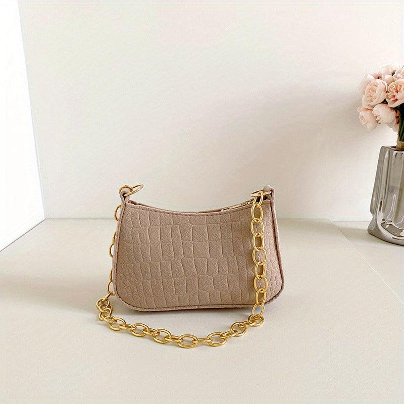 Crocodile Pattern Felt Shoulder Bag Women's Handbag