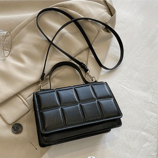 Plaid Embossed Crossbody Bag Vintage Chain Handbags Women's Square Purse