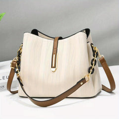 Buckle Decor Bucket Bag PU Leather Crossbody Purse