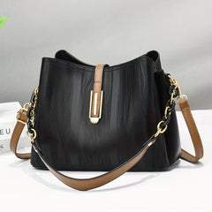 Buckle Decor Bucket Bag PU Leather Crossbody Purse