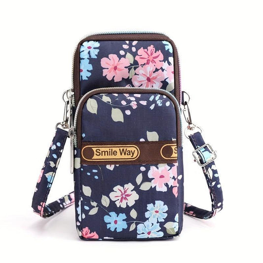 Floral Print Square Shoulder Bag Adjustable Strap Casual Phone Bag