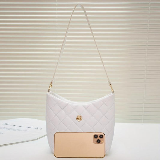 Quilted Detail Shoulder Bag Solid Classic Bag Women's All Match Bag F
