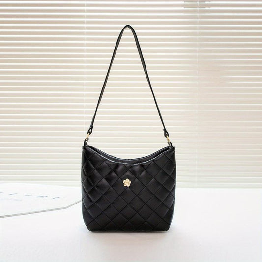 Quilted Detail Shoulder Bag Solid Classic Bag Women's All Match Bag F