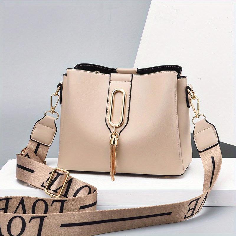 Women's Classic Bucket Bag Shoulder Crossbody Bag Work Tassel Decor
