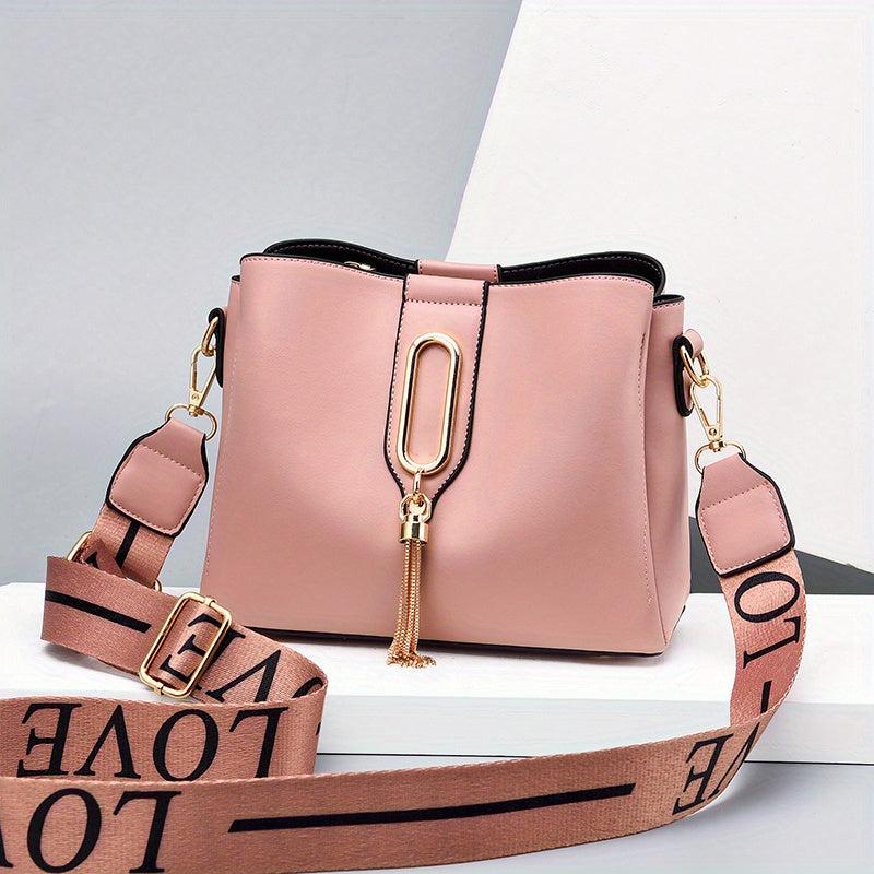 Women's Classic Bucket Bag Shoulder Crossbody Bag Work Tassel Decor