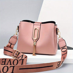 Women's Classic Bucket Bag Shoulder Crossbody Bag Work Tassel Decor