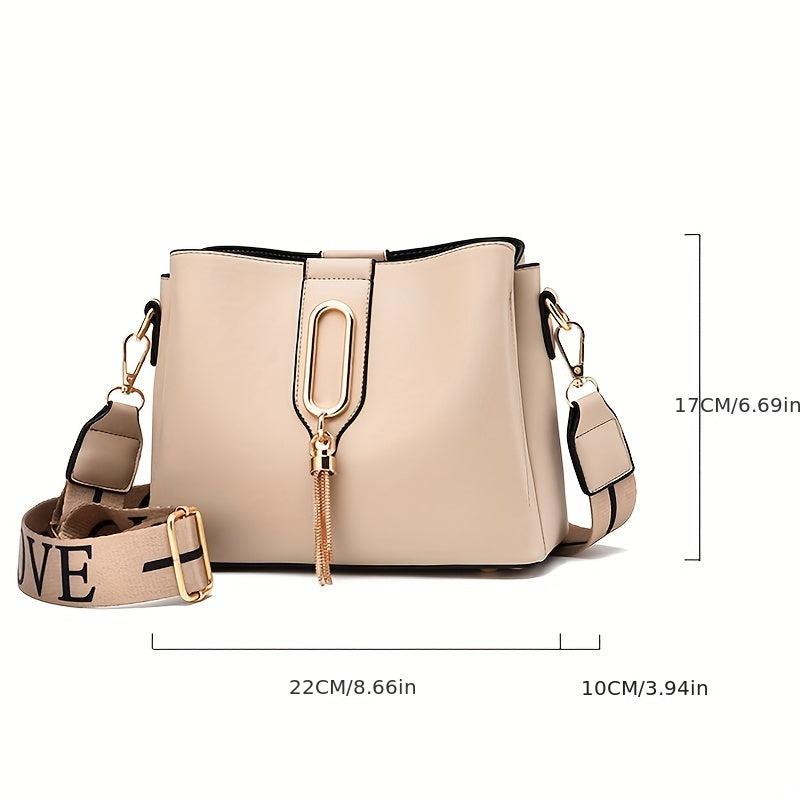 Women's Classic Bucket Bag Shoulder Crossbody Bag Work Tassel Decor