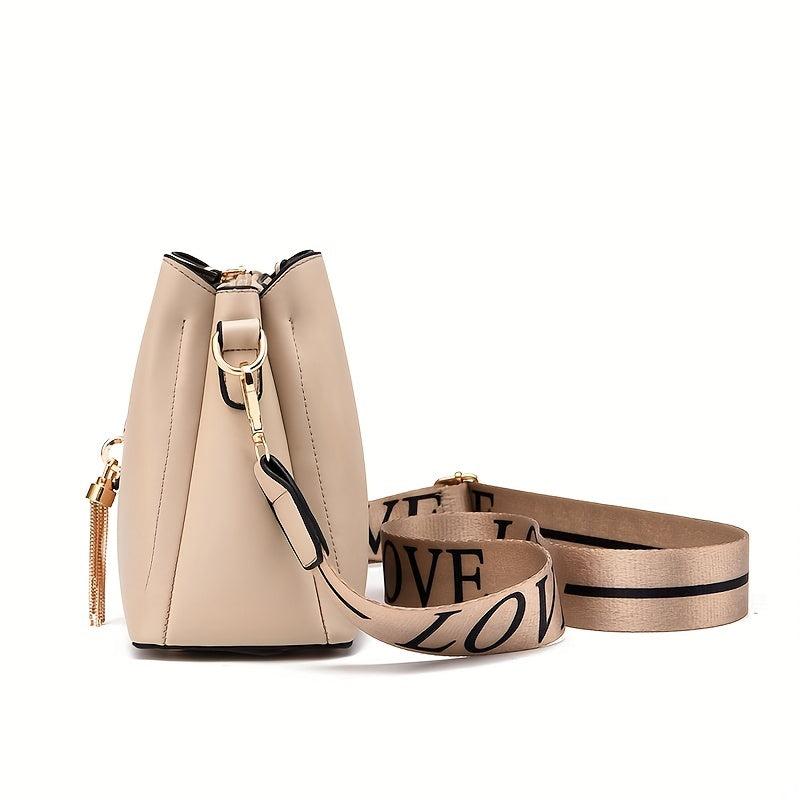 Women's Classic Bucket Bag Shoulder Crossbody Bag Work Tassel Decor