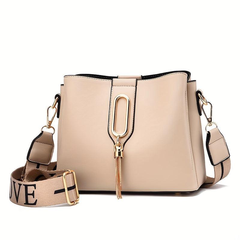 Women's Classic Bucket Bag Shoulder Crossbody Bag Work Tassel Decor