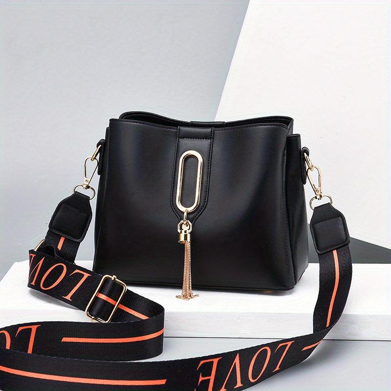 Women's Classic Bucket Bag Shoulder Crossbody Bag Work Tassel Decor