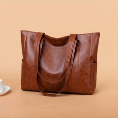 Minimalist Vintage Tote Shoulder Bag Solid Handbag All Match Bag