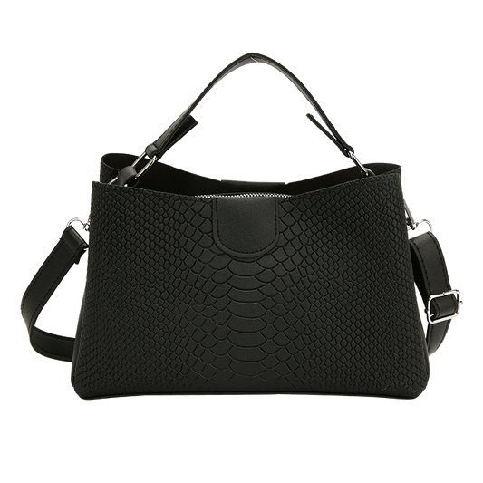 Snakeskin Pattern Handbag Contrast Crossbody Bag PU Leather Shoulder Purse