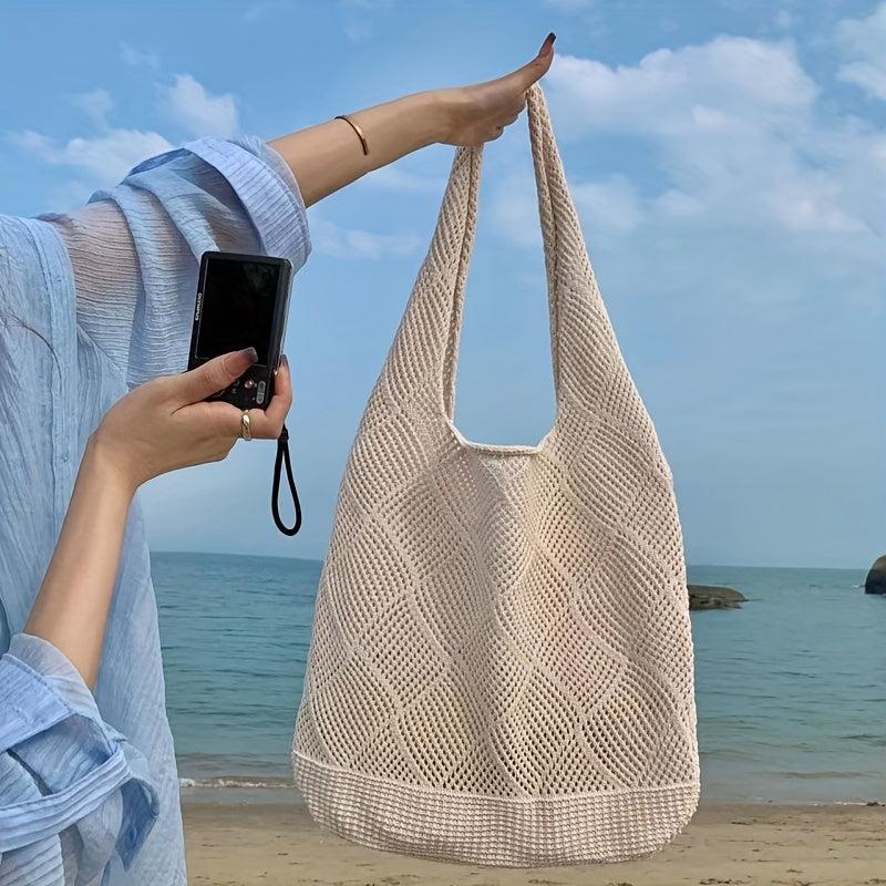 Summer Beach Hollow Hobo Bag Large Capacity Tote Bag Women's Casual Shoulder Bag