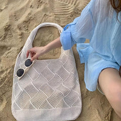 Summer Beach Hollow Hobo Bag Large Capacity Tote Bag Women's Casual Shoulder Bag