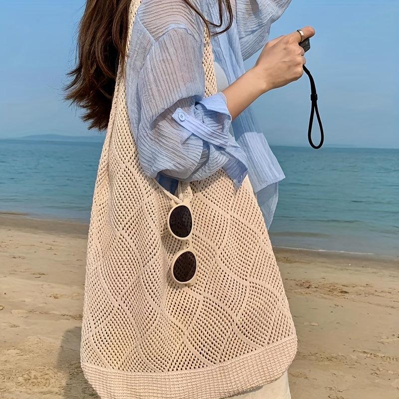 Summer Beach Hollow Hobo Bag Large Capacity Tote Bag Women's Casual Shoulder Bag