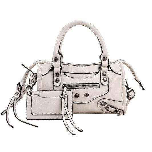 Stylish Motorcycle Shoulder Bag Zipper Crossbody Bag Portable Storage