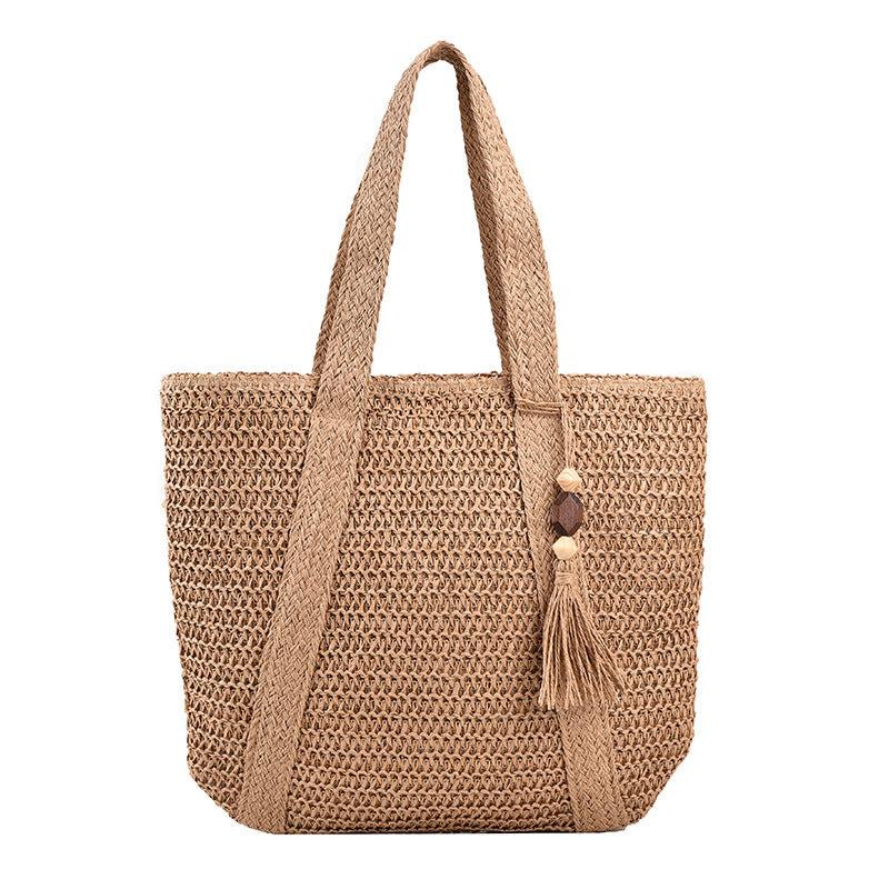 Vintage Straw Beach Tote Bag Large Capacity Woven Shoulder Bag