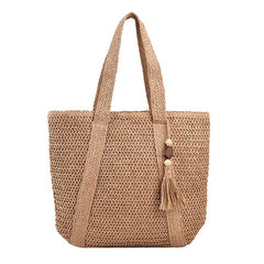 Vintage Straw Beach Tote Bag Large Capacity Woven Shoulder Bag