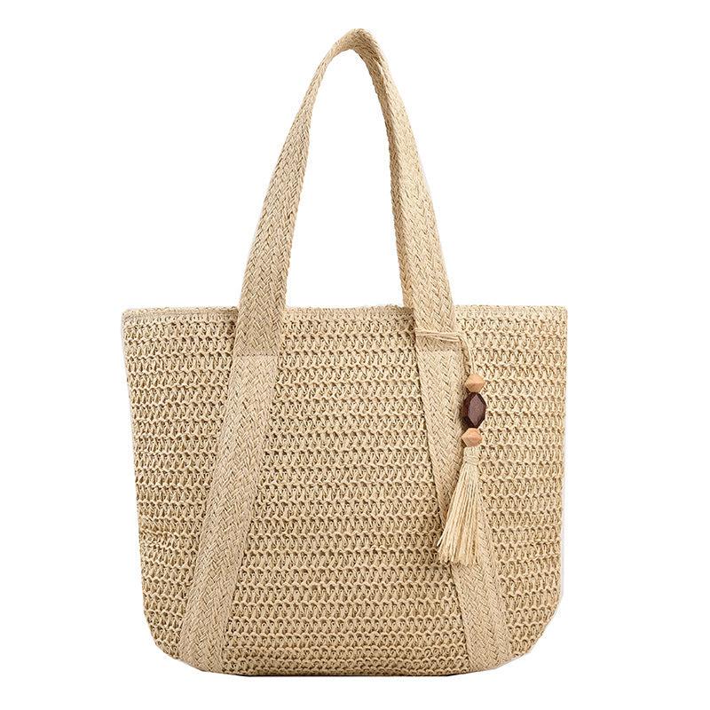 Vintage Straw Beach Tote Bag Large Capacity Woven Shoulder Bag