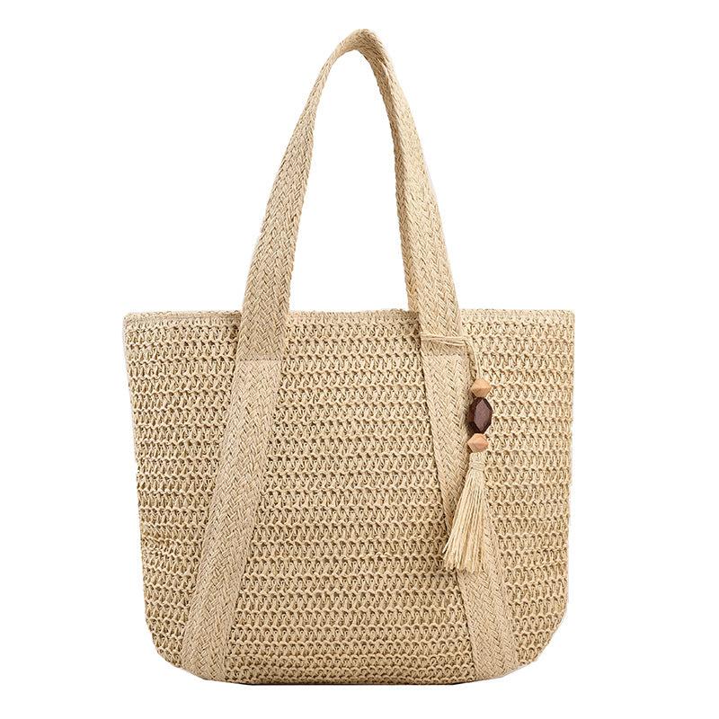 Vintage Straw Beach Tote Bag Large Capacity Woven Shoulder Bag
