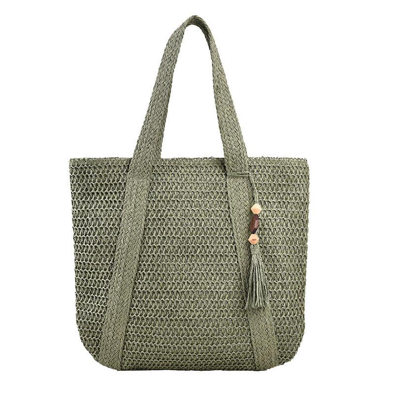 Vintage Straw Beach Tote Bag Large Capacity Woven Shoulder Bag