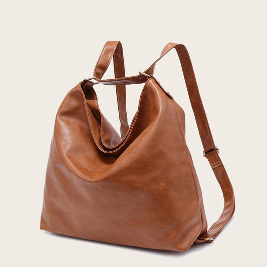 Retro PU Leather Backpack Large Capacity Crossbody Bag