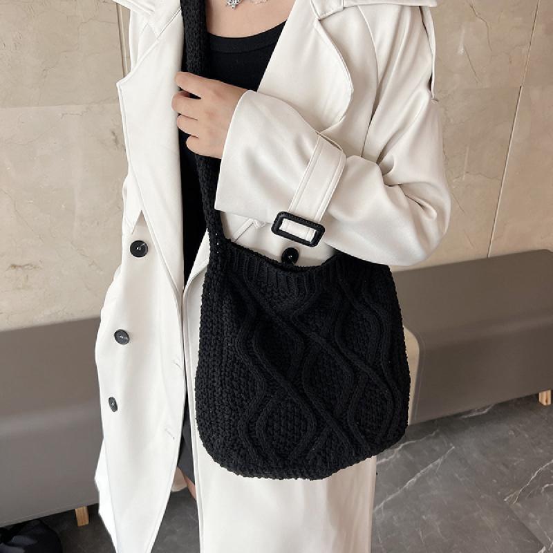 Literary Crochet Shoulder Bag Large Capacity Shopping Bag