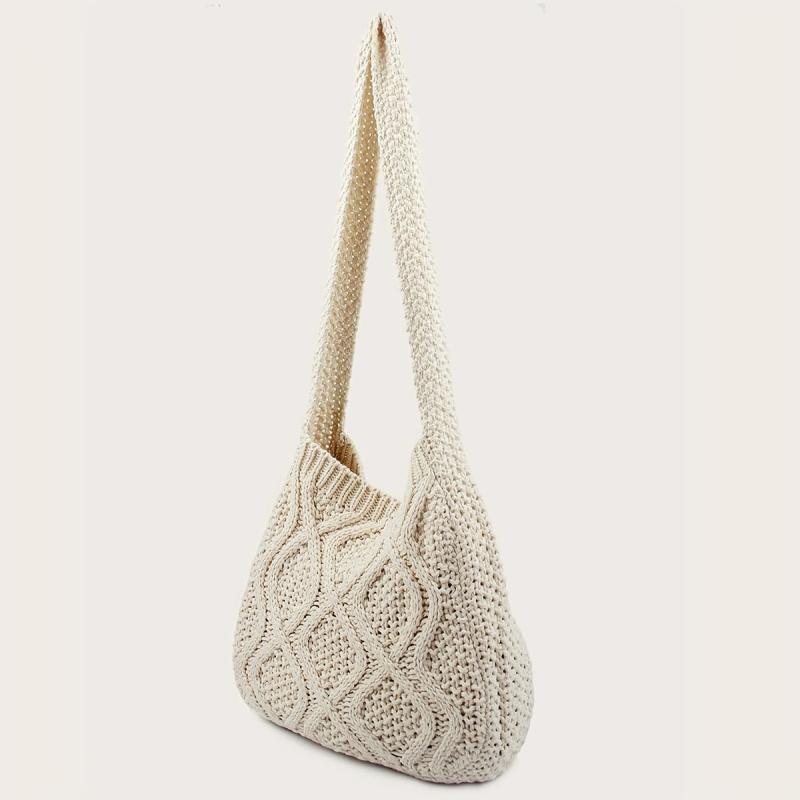 Literary Crochet Shoulder Bag Large Capacity Shopping Bag