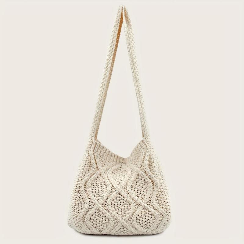 Literary Crochet Shoulder Bag Large Capacity Shopping Bag