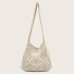 Literary Crochet Shoulder Bag Large Capacity Shopping Bag