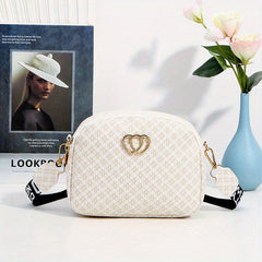 Heart Decor Mini PU Crossbody Bag for Women