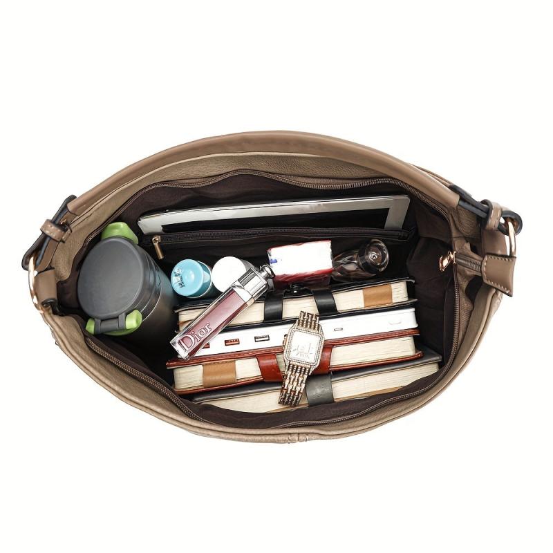 Vintage Large Capacity Tote Bag Retro PU Leather Shoulder Bag Women's Casual